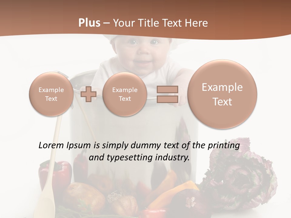 A Baby In A Chef's Hat Sitting In A Bucket Of Vegetables PowerPoint Template