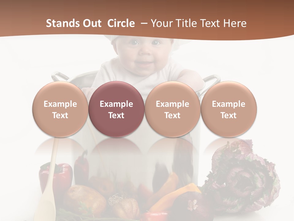 A Baby In A Chef's Hat Sitting In A Bucket Of Vegetables PowerPoint Template
