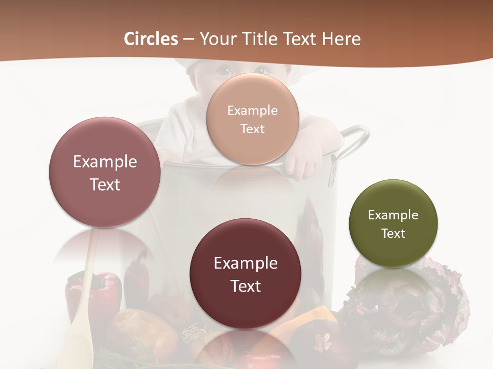 A Baby In A Chef's Hat Sitting In A Bucket Of Vegetables PowerPoint Template