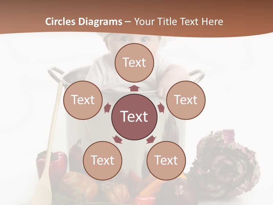 A Baby In A Chef's Hat Sitting In A Bucket Of Vegetables PowerPoint Template