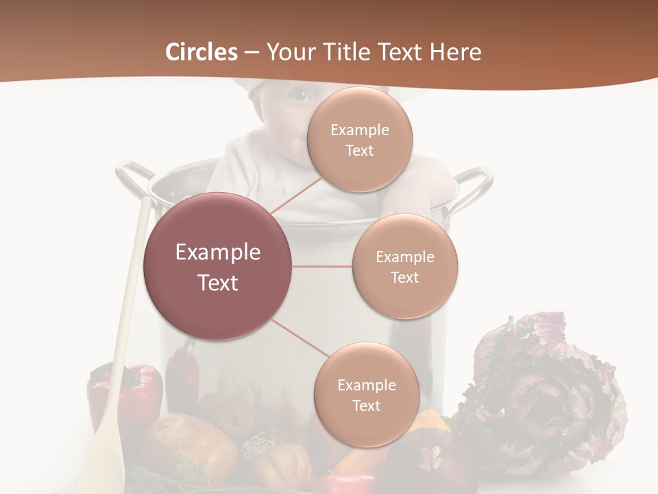 A Baby In A Chef's Hat Sitting In A Bucket Of Vegetables PowerPoint Template