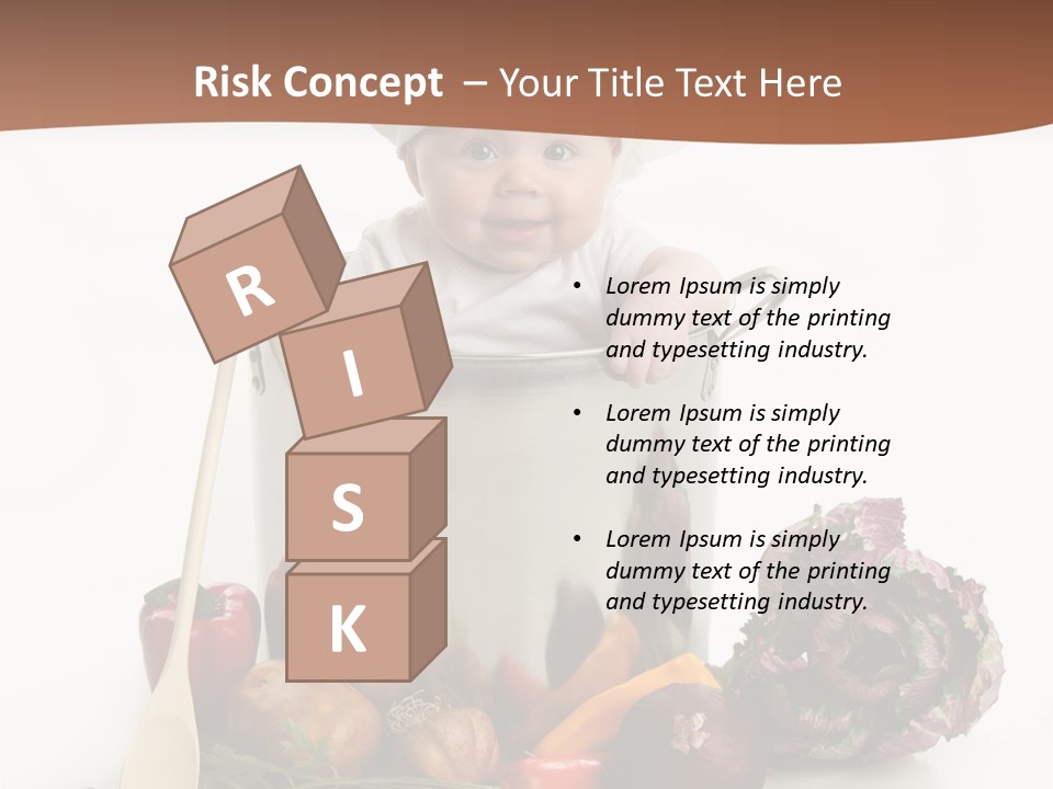 A Baby In A Chef's Hat Sitting In A Bucket Of Vegetables PowerPoint Template