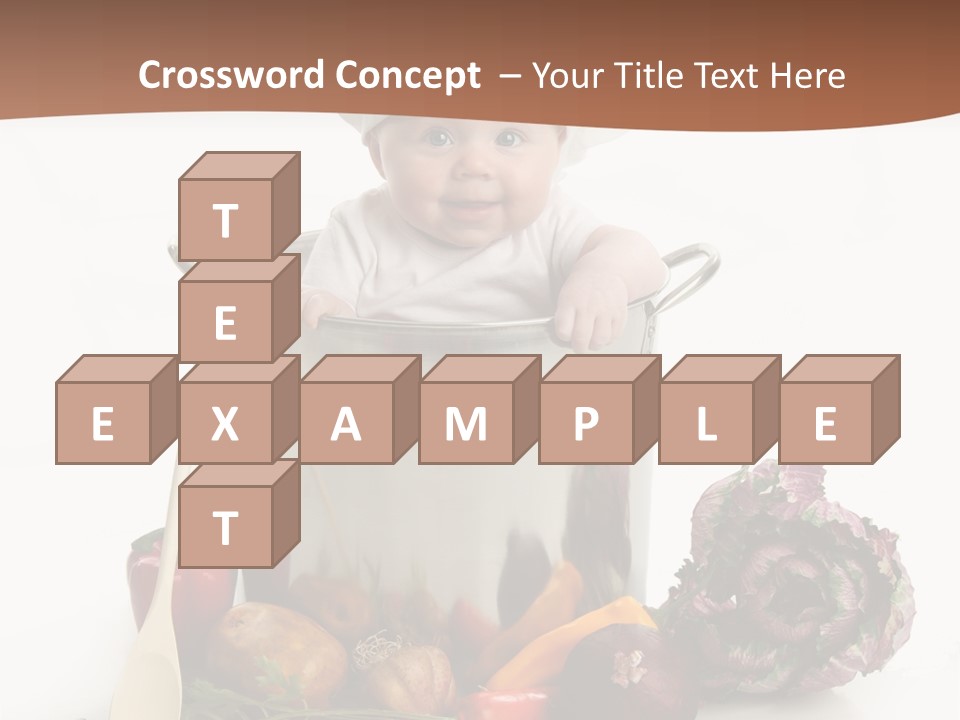 A Baby In A Chef's Hat Sitting In A Bucket Of Vegetables PowerPoint Template