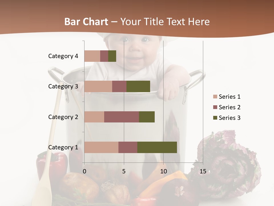 A Baby In A Chef's Hat Sitting In A Bucket Of Vegetables PowerPoint Template