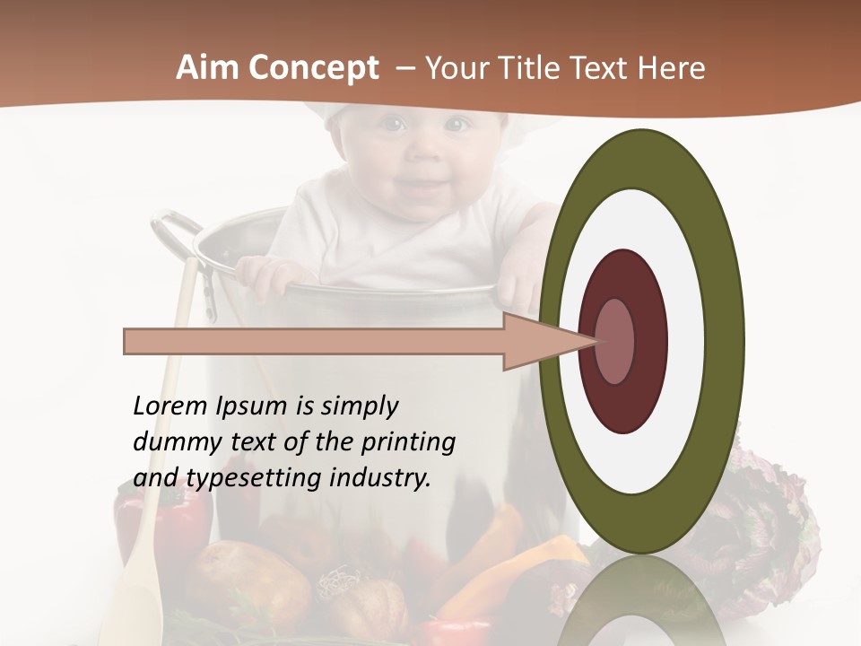 A Baby In A Chef's Hat Sitting In A Bucket Of Vegetables PowerPoint Template