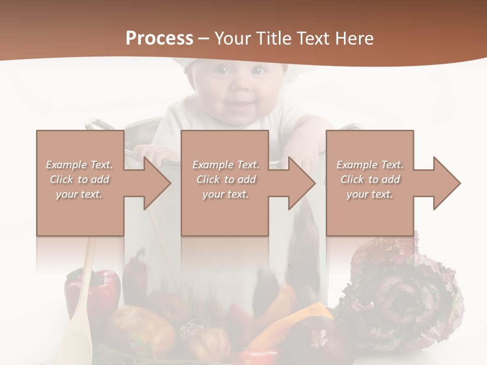 A Baby In A Chef's Hat Sitting In A Bucket Of Vegetables PowerPoint Template