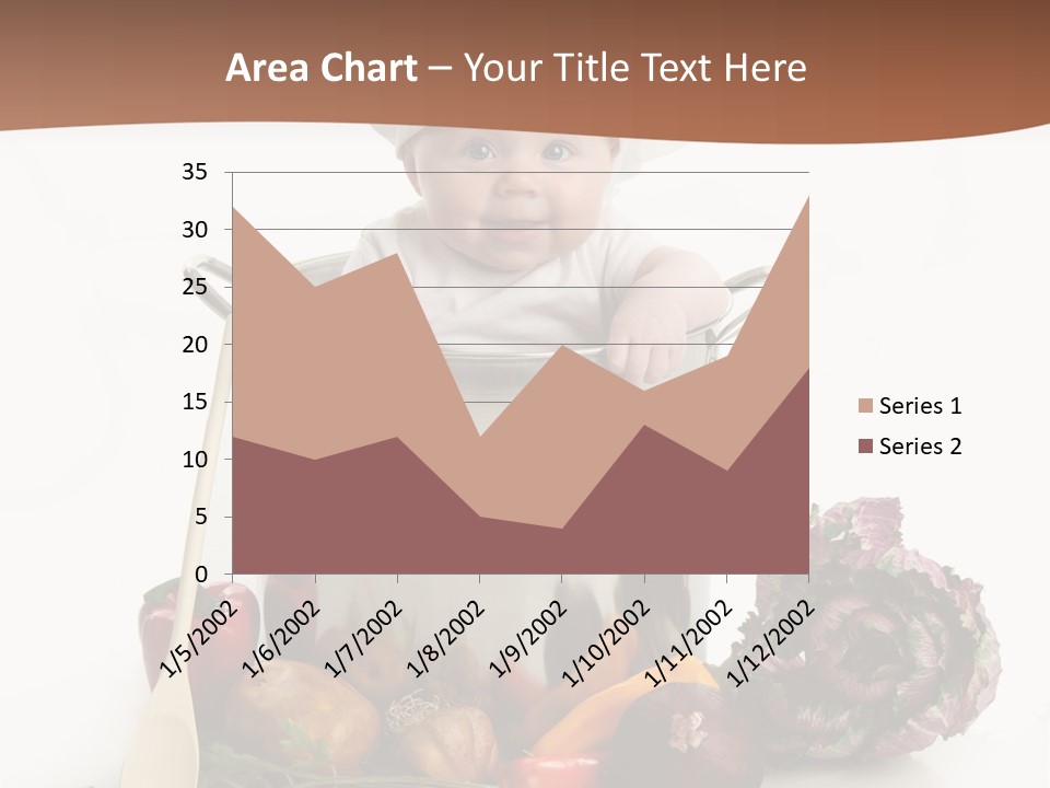 A Baby In A Chef's Hat Sitting In A Bucket Of Vegetables PowerPoint Template