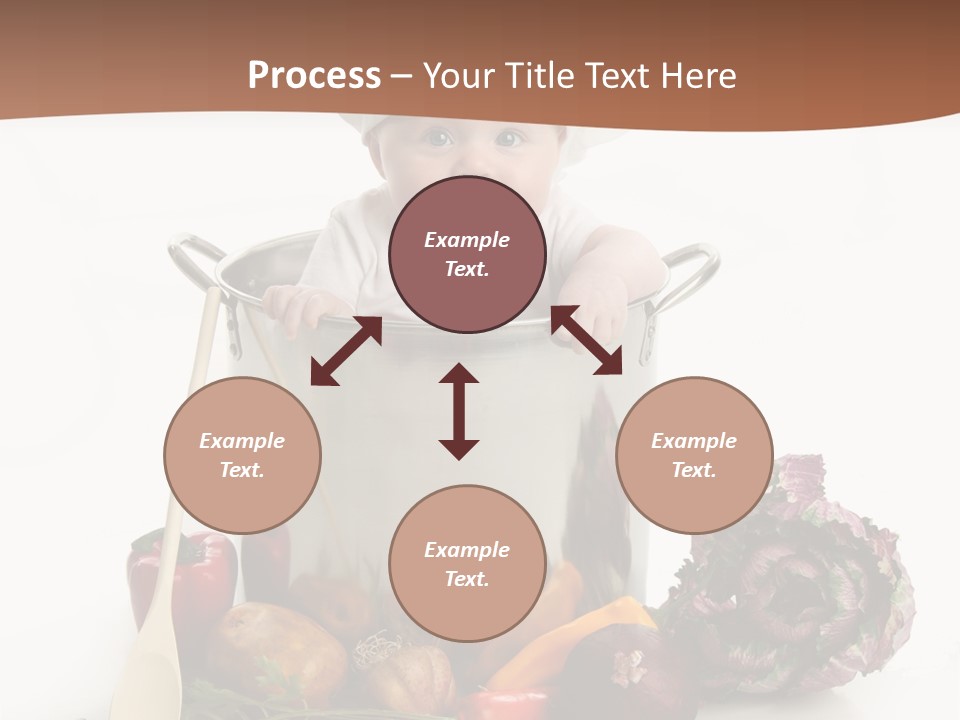 A Baby In A Chef's Hat Sitting In A Bucket Of Vegetables PowerPoint Template