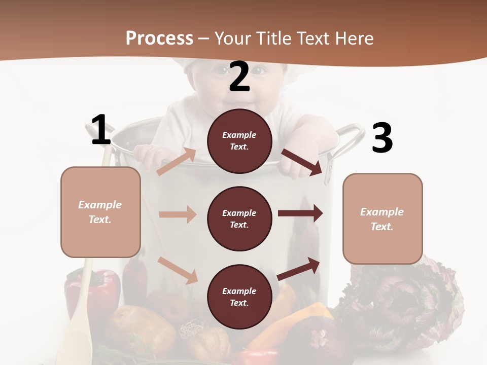 A Baby In A Chef's Hat Sitting In A Bucket Of Vegetables PowerPoint Template