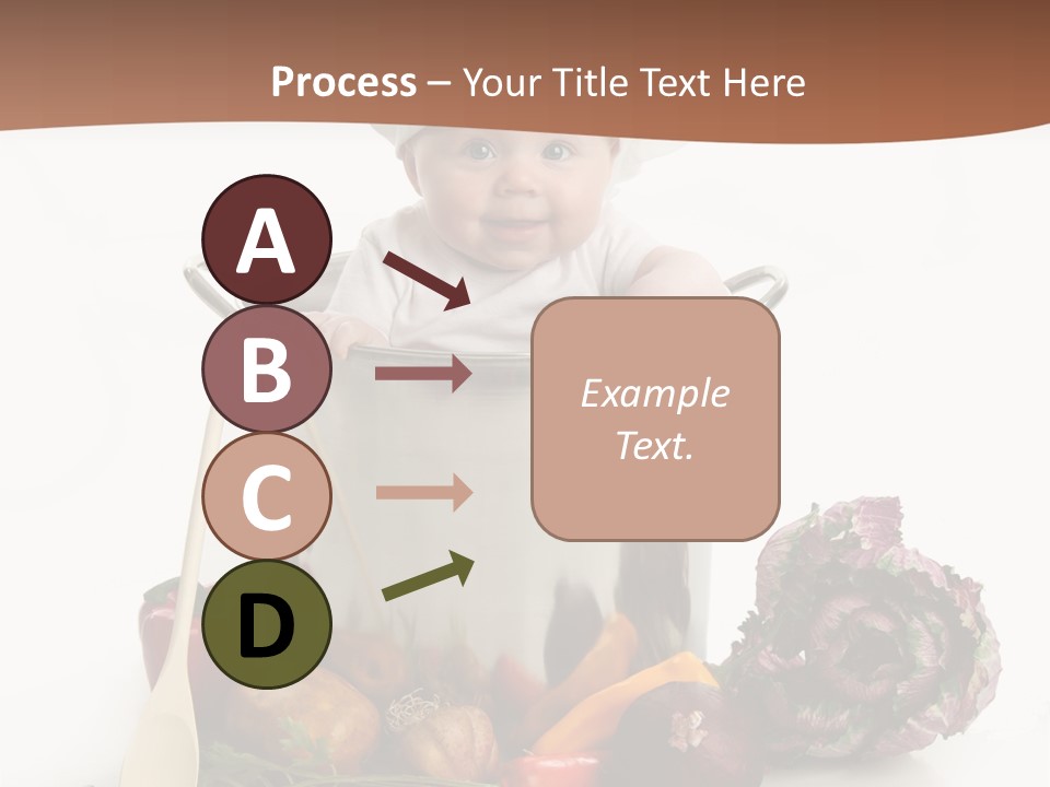 A Baby In A Chef's Hat Sitting In A Bucket Of Vegetables PowerPoint Template