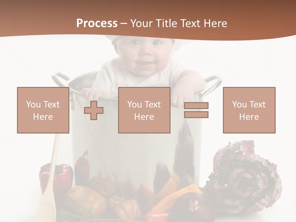 A Baby In A Chef's Hat Sitting In A Bucket Of Vegetables PowerPoint Template