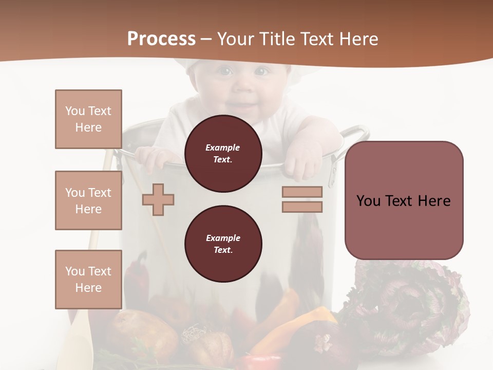 A Baby In A Chef's Hat Sitting In A Bucket Of Vegetables PowerPoint Template