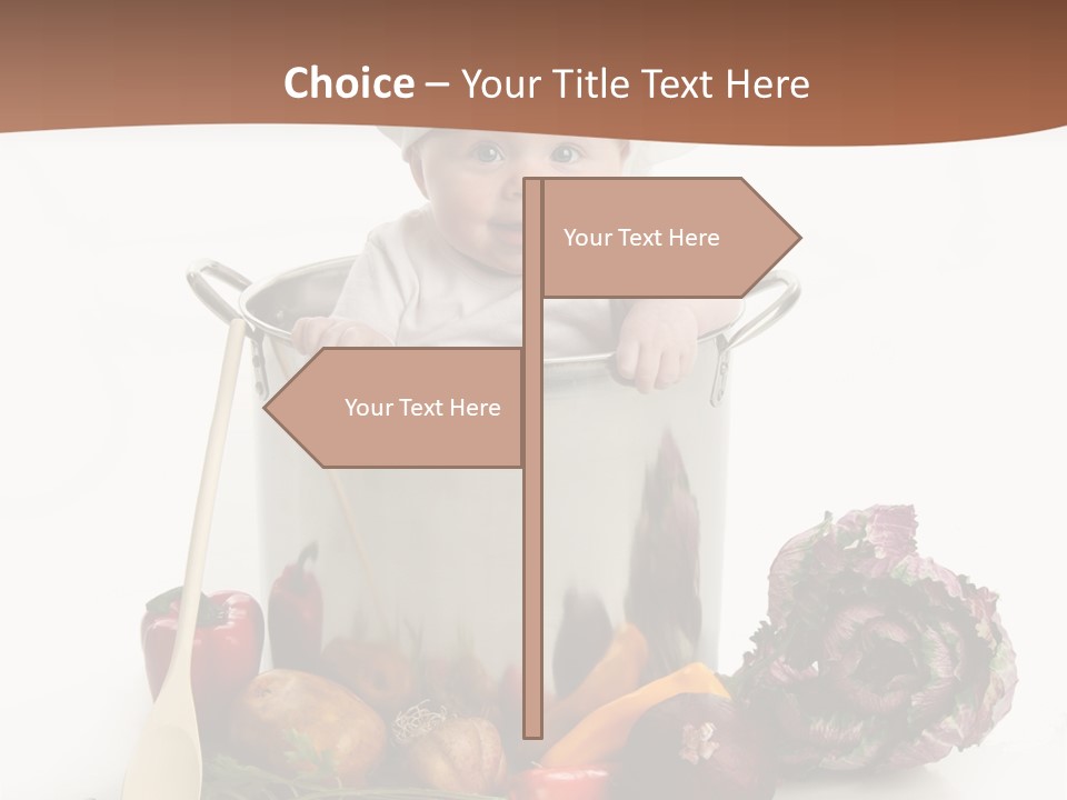 A Baby In A Chef's Hat Sitting In A Bucket Of Vegetables PowerPoint Template