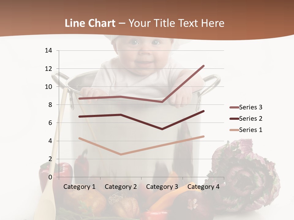 A Baby In A Chef's Hat Sitting In A Bucket Of Vegetables PowerPoint Template