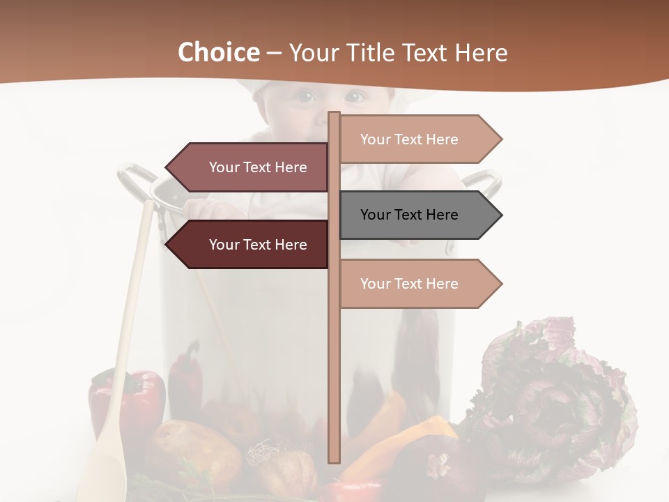 A Baby In A Chef's Hat Sitting In A Bucket Of Vegetables PowerPoint Template