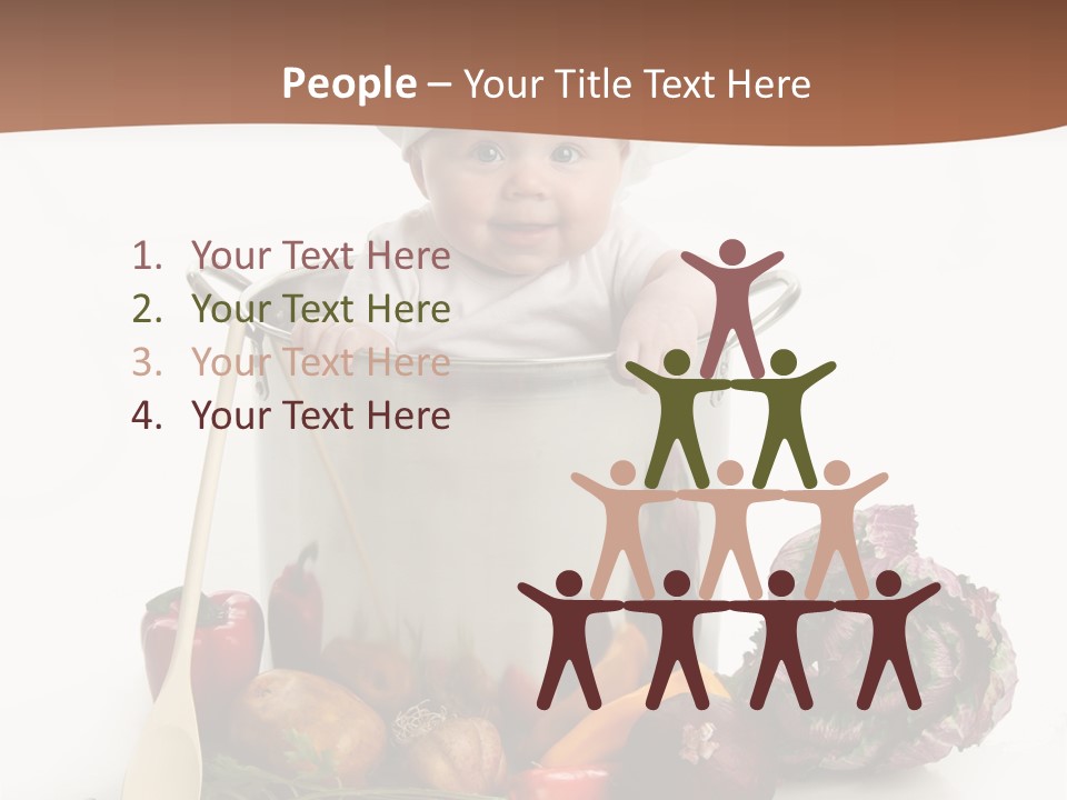 A Baby In A Chef's Hat Sitting In A Bucket Of Vegetables PowerPoint Template