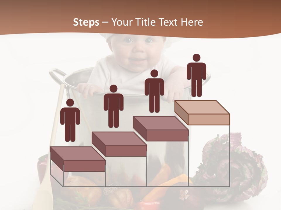 A Baby In A Chef's Hat Sitting In A Bucket Of Vegetables PowerPoint Template