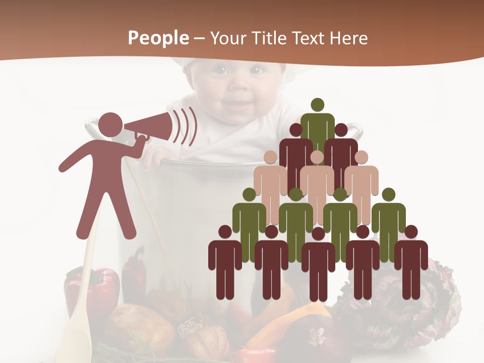 A Baby In A Chef's Hat Sitting In A Bucket Of Vegetables PowerPoint Template
