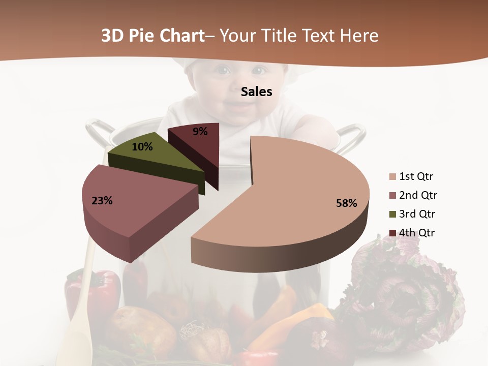 A Baby In A Chef's Hat Sitting In A Bucket Of Vegetables PowerPoint Template