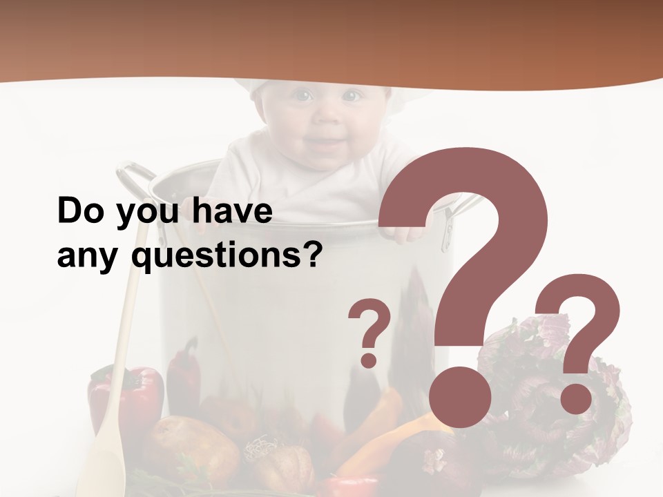 A Baby In A Chef's Hat Sitting In A Bucket Of Vegetables PowerPoint Template