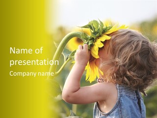 A Little Girl With A Sunflower In Her Hair PowerPoint Template