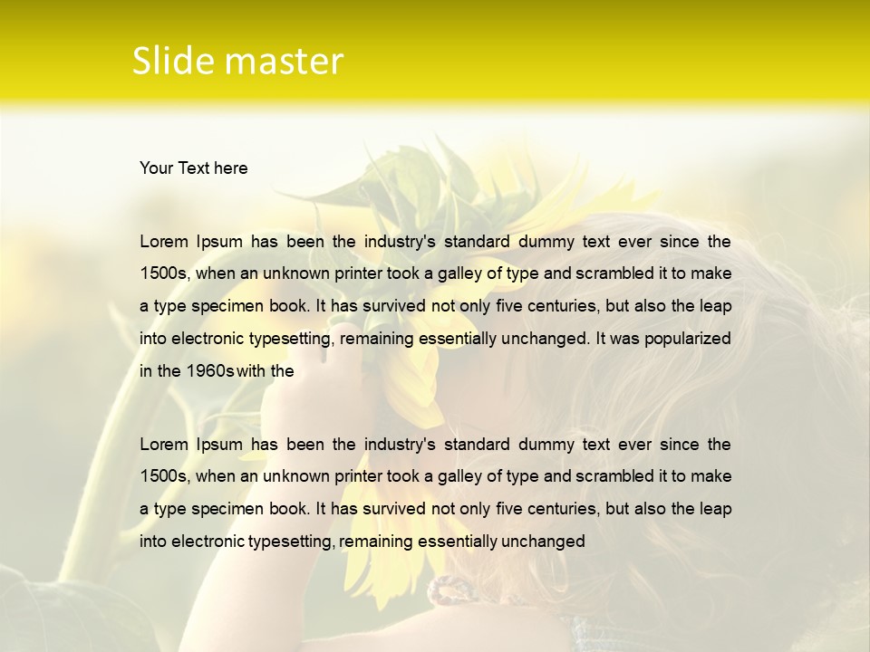 A Little Girl With A Sunflower In Her Hair PowerPoint Template