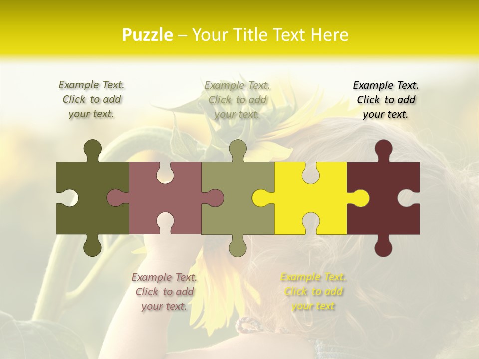 A Little Girl With A Sunflower In Her Hair PowerPoint Template