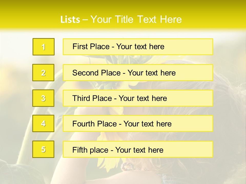 A Little Girl With A Sunflower In Her Hair PowerPoint Template