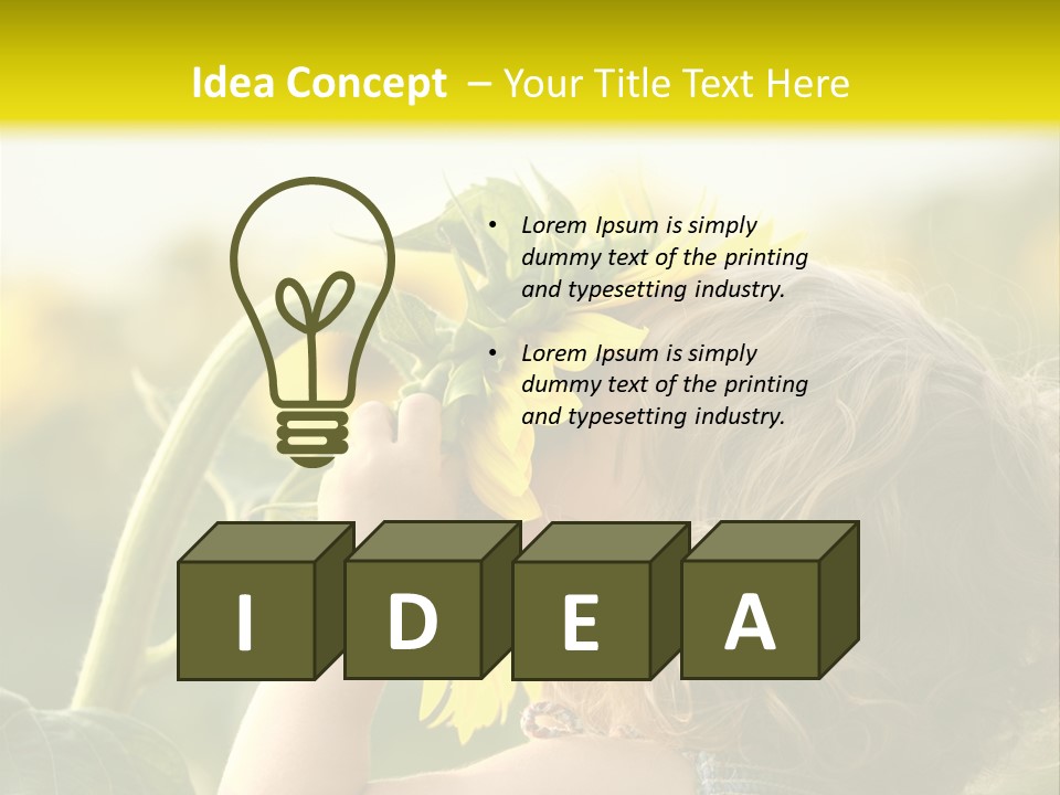 A Little Girl With A Sunflower In Her Hair PowerPoint Template