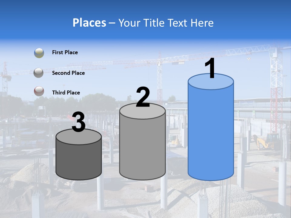A Construction Site With Lots Of Cranes In The Background PowerPoint Template