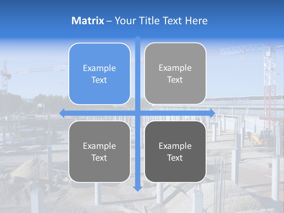 A Construction Site With Lots Of Cranes In The Background PowerPoint Template