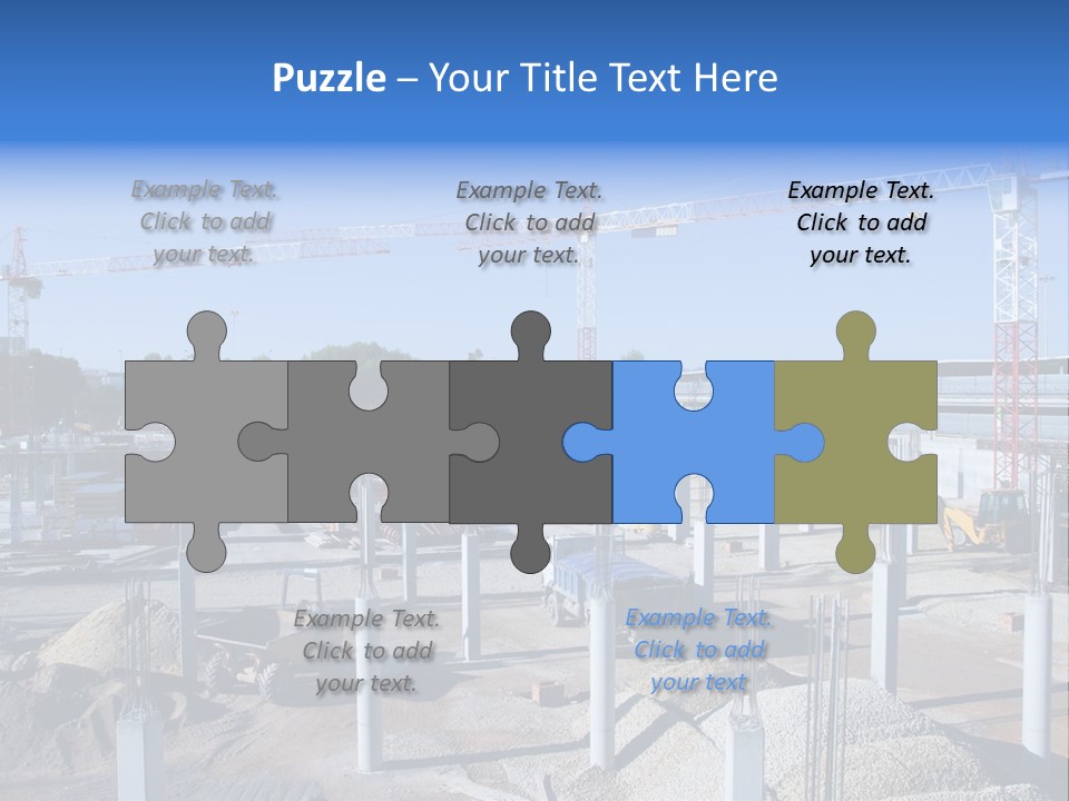 A Construction Site With Lots Of Cranes In The Background PowerPoint Template