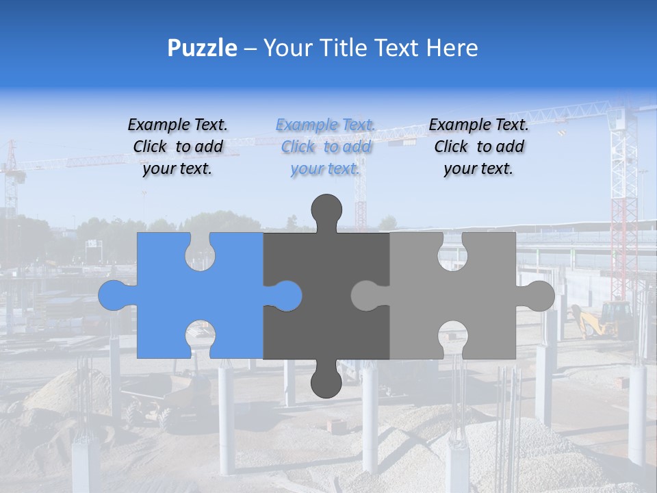 A Construction Site With Lots Of Cranes In The Background PowerPoint Template