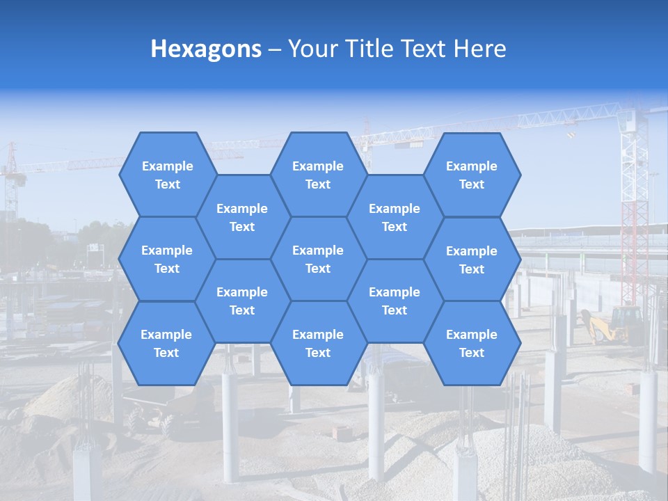 A Construction Site With Lots Of Cranes In The Background PowerPoint Template
