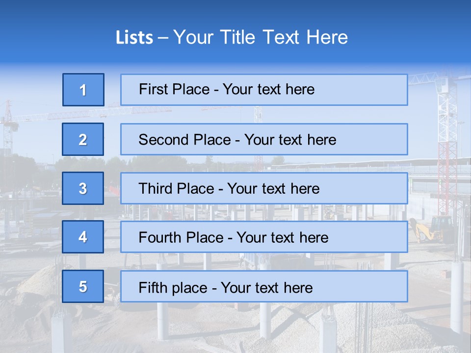 A Construction Site With Lots Of Cranes In The Background PowerPoint Template