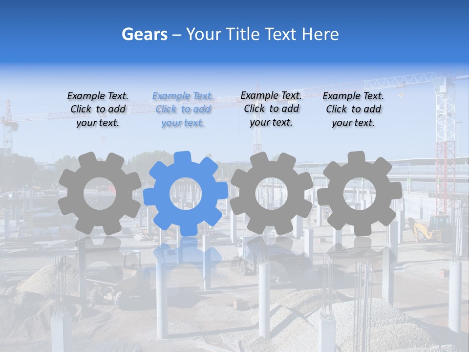 A Construction Site With Lots Of Cranes In The Background PowerPoint Template