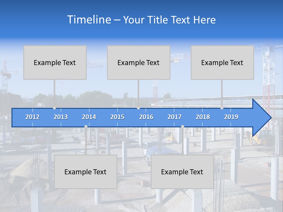 A Construction Site With Lots Of Cranes In The Background PowerPoint Template