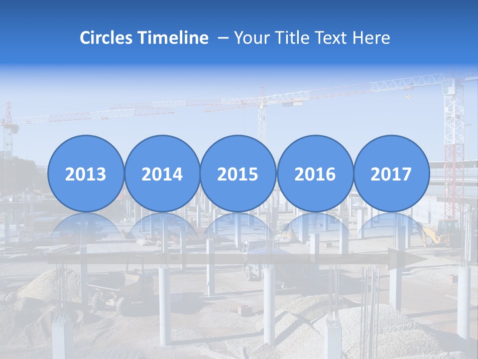 A Construction Site With Lots Of Cranes In The Background PowerPoint Template