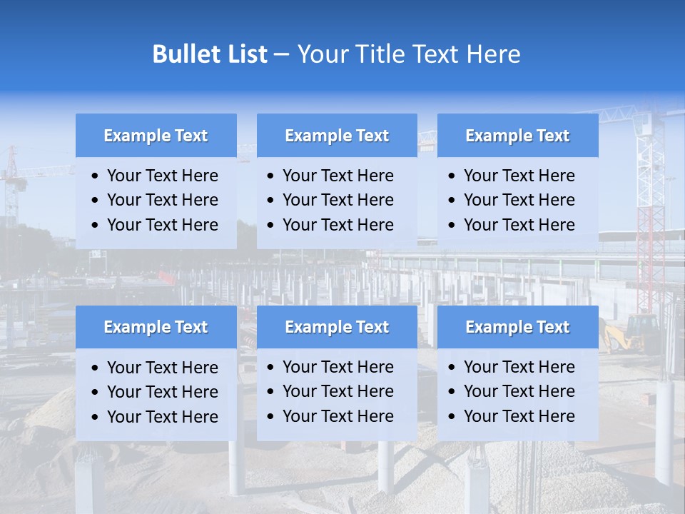 A Construction Site With Lots Of Cranes In The Background PowerPoint Template