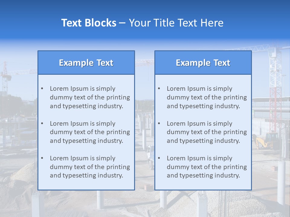 A Construction Site With Lots Of Cranes In The Background PowerPoint Template