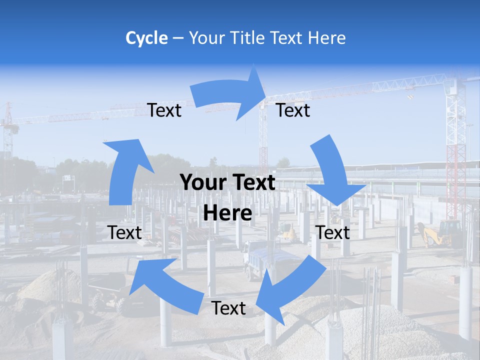 A Construction Site With Lots Of Cranes In The Background PowerPoint Template