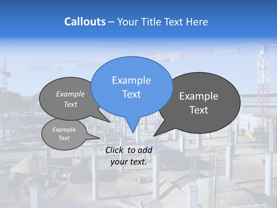 A Construction Site With Lots Of Cranes In The Background PowerPoint Template