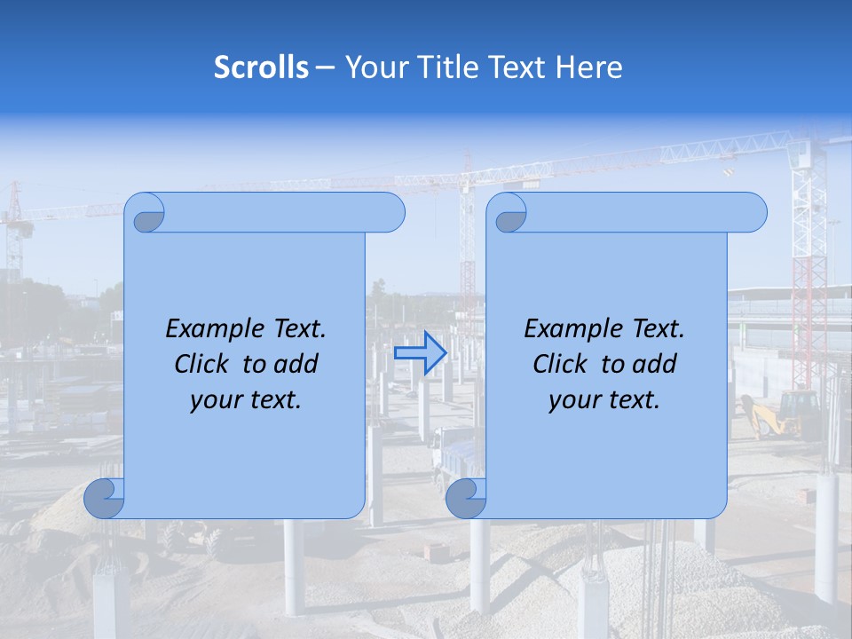 A Construction Site With Lots Of Cranes In The Background PowerPoint Template