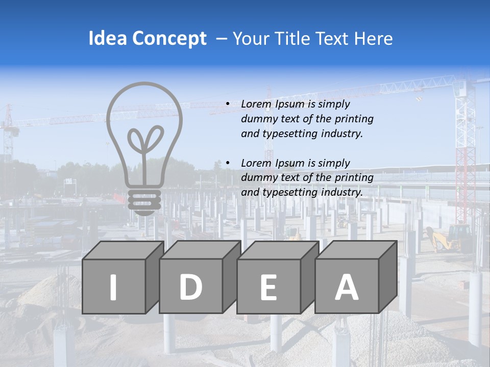 A Construction Site With Lots Of Cranes In The Background PowerPoint Template