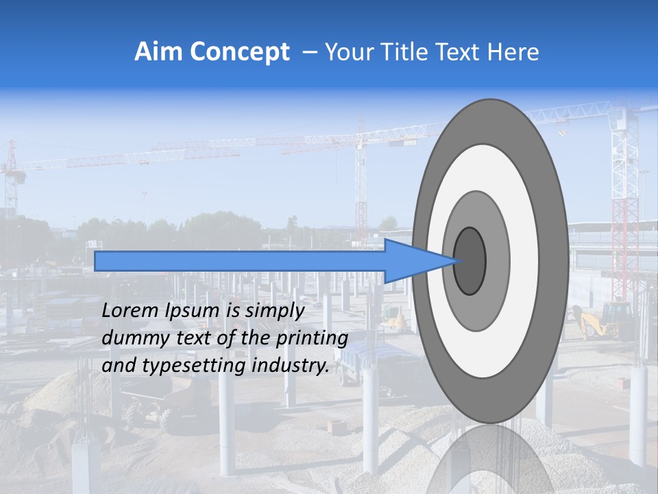 A Construction Site With Lots Of Cranes In The Background PowerPoint Template