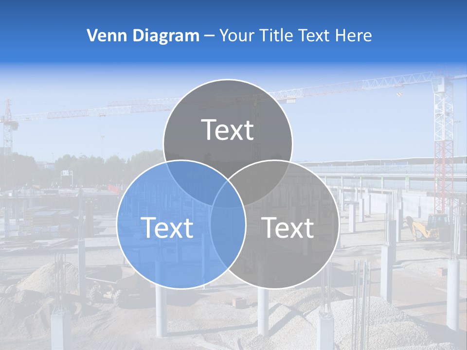 A Construction Site With Lots Of Cranes In The Background PowerPoint Template
