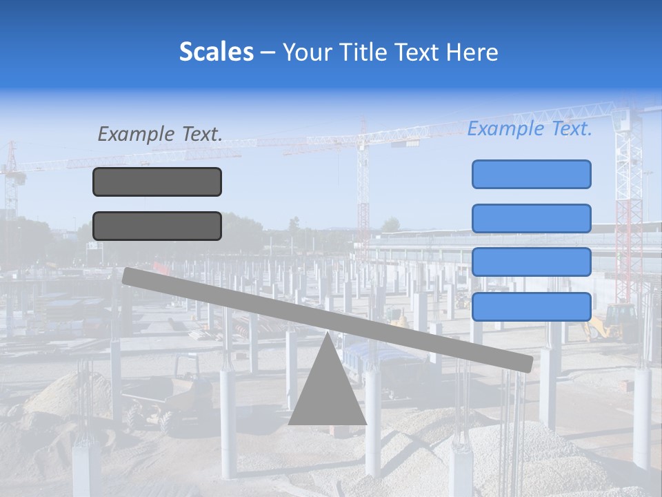 A Construction Site With Lots Of Cranes In The Background PowerPoint Template