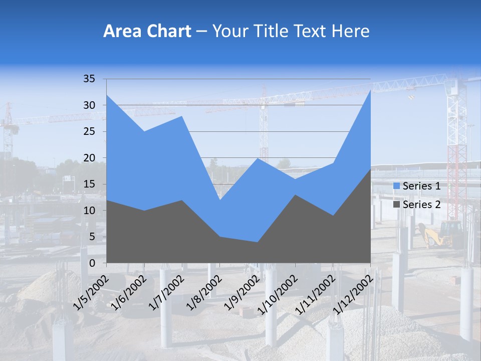 A Construction Site With Lots Of Cranes In The Background PowerPoint Template