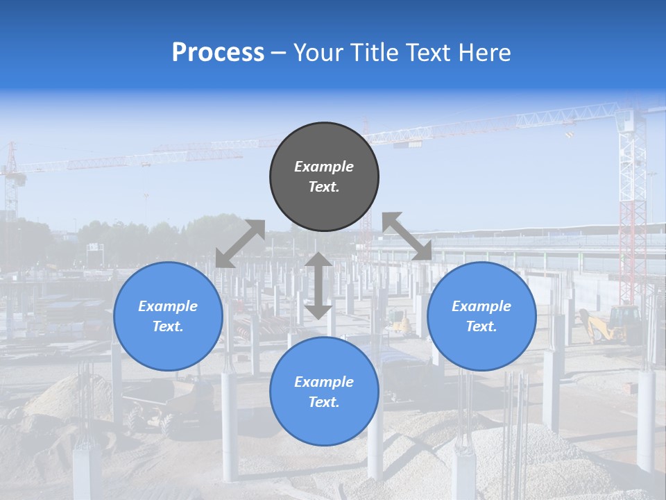 A Construction Site With Lots Of Cranes In The Background PowerPoint Template