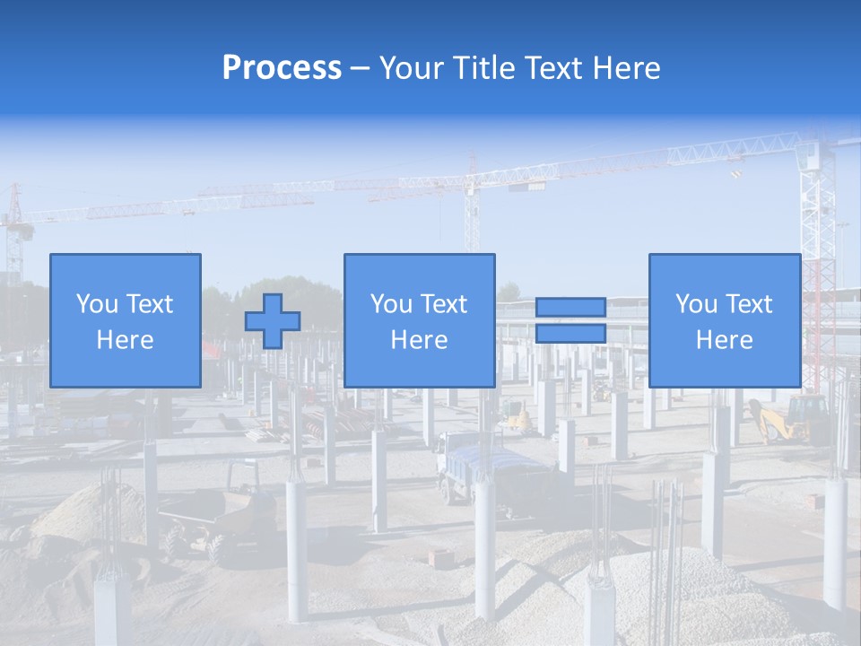 A Construction Site With Lots Of Cranes In The Background PowerPoint Template